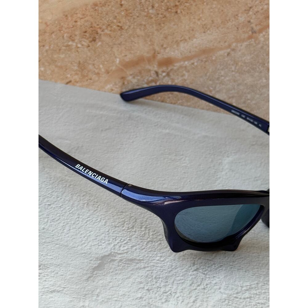 NEW Balenciaga BB0229S Bat Sunglasses in Metallic Blue $605 - Picture 4 of 8